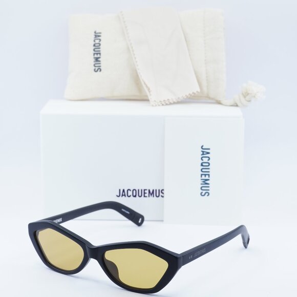 Jacquemus BAMBINO JAC/42 C6 Sunglasses Shiny Black Cat Eye Frame, Brown Lenses - Picture 11 of 11